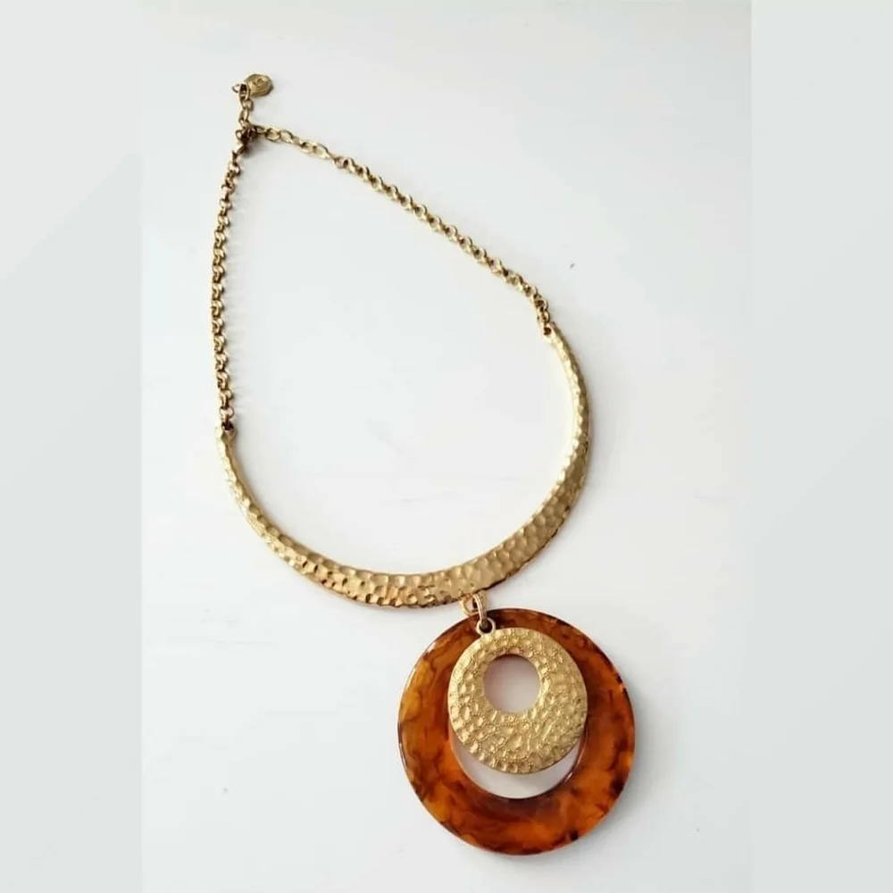 RJ Graziano Hammered Metal Statement Necklace - Picture 1 of 5